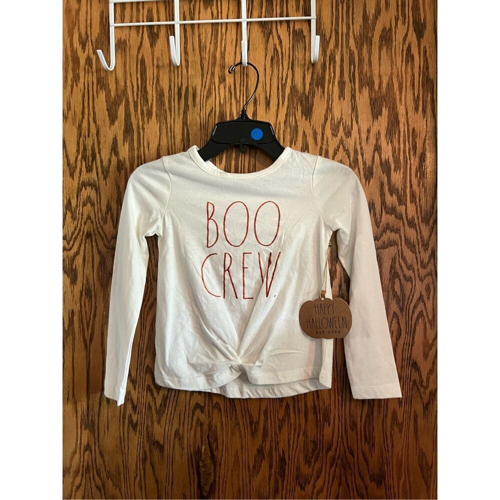 Rae Dunn Boo Crew Girls Knot Front Long Sleeve Top Kids Size 5/6 NEW